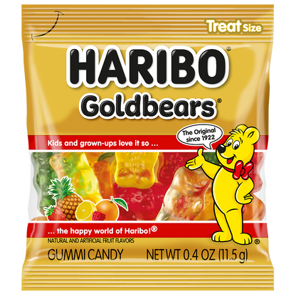 Haribo Goldbears Gummi Candy, Mini Bags, 0.4 oz, 125 ct