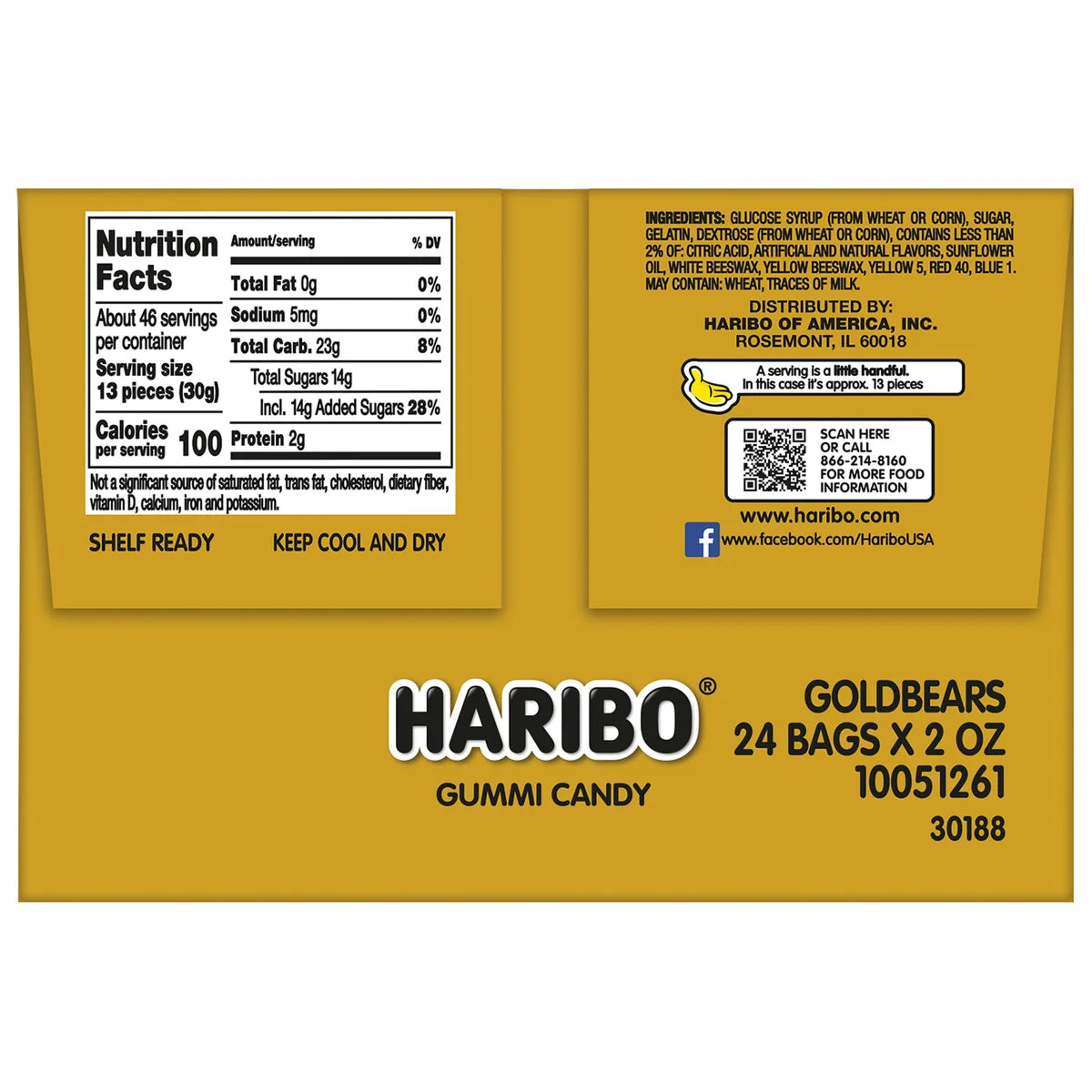 Haribo Goldbears Gummi Candy, 2 oz, 24 ct