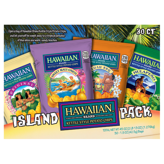 Hawaiian Brand Kettle Style Potato Chips, Island Variety Pack, 1.5 oz, 30 ct