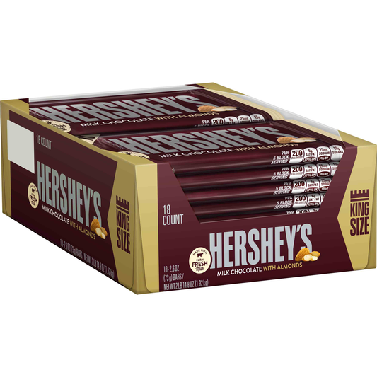 Hershey's King Size, Milk Chocolate With Almonds, 2.6 oz, 18 ct