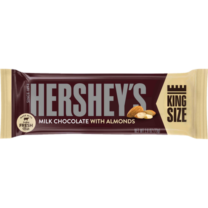 Hershey's King Size, Milk Chocolate With Almonds, 2.6 oz, 18 ct