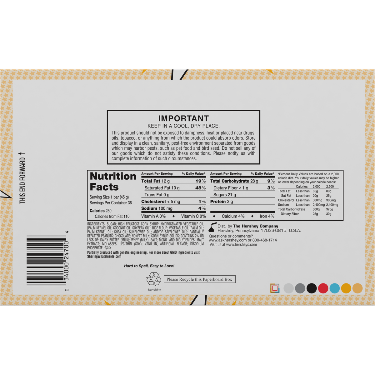 Hershey's Whatchamacallit, King Size, 2.6 oz, 18 ct
