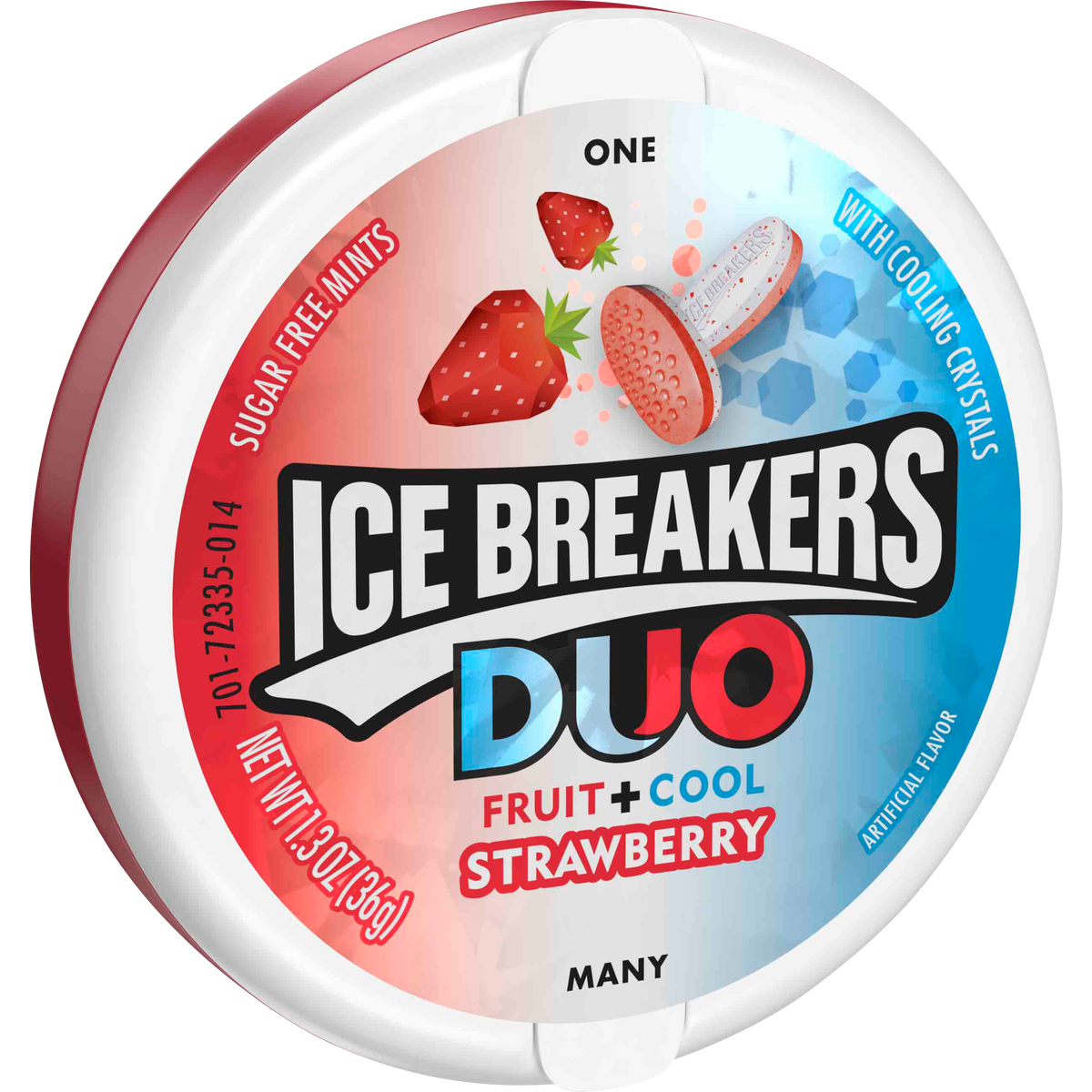 Ice Breakers Duo Sugar Free Mints with Cooling Crystals, Strawberry, 1.3 oz, 8 ct