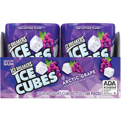 Ice Breakers Ice Cubes Sugar Free Gum, Arctic Grape, 40 pieces, 4 ct