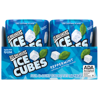 Ice Breakers Ice Cubes Sugar Free Gum, Peppermint, 40 pieces, 4 ct