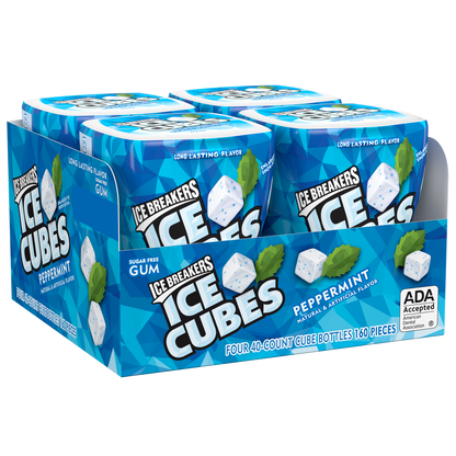 Ice Breakers Ice Cubes Sugar Free Gum, Peppermint, 40 pieces, 4 ct