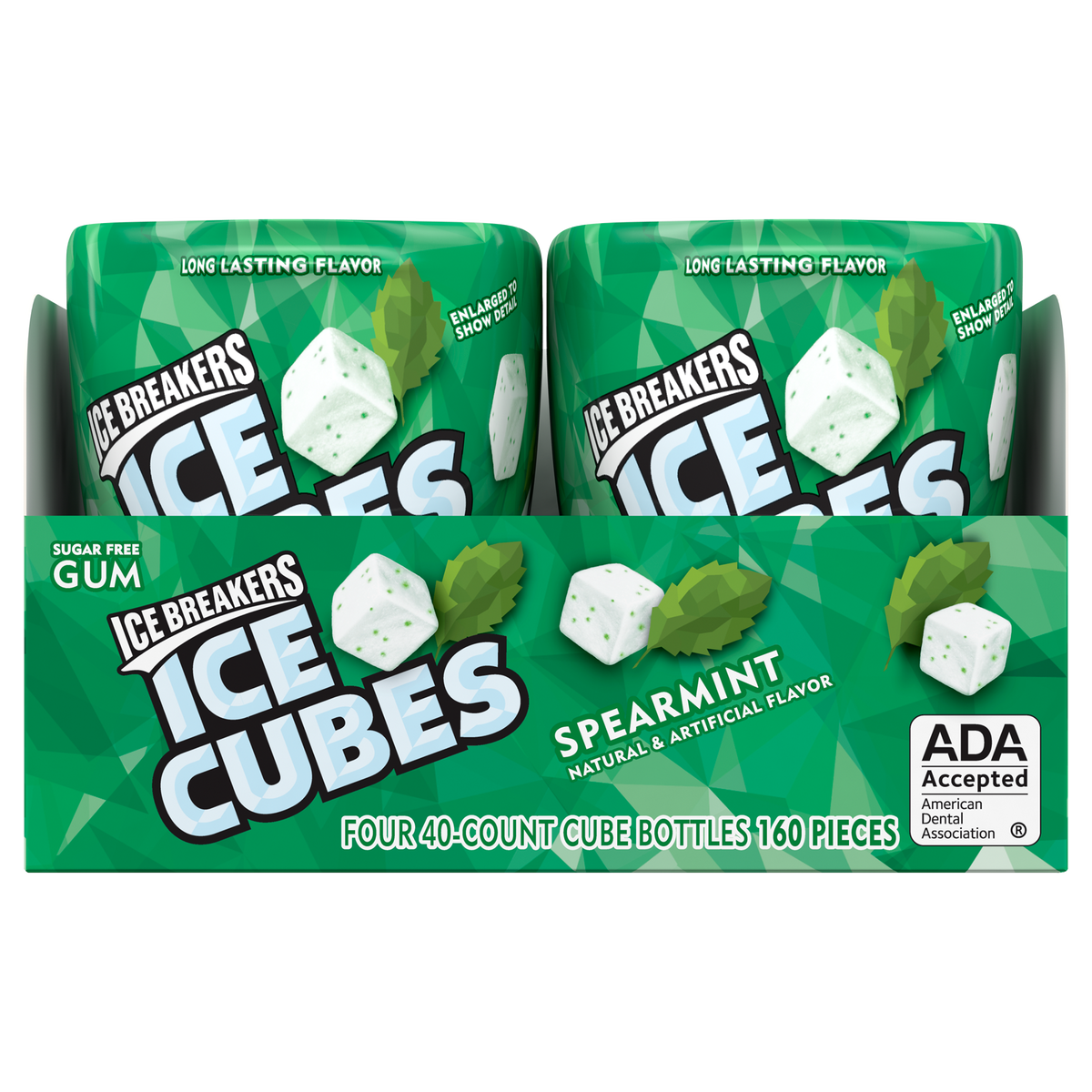 Ice Breakers Ice Cubes Sugar Free Gum, Spearmint, 40 pieces, 4 ct