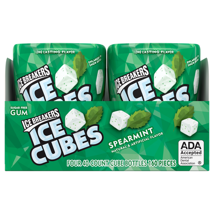 Ice Breakers Ice Cubes Sugar Free Gum, Spearmint, 40 pieces, 4 ct