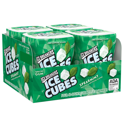 Ice Breakers Ice Cubes Sugar Free Gum, Spearmint, 40 pieces, 4 ct