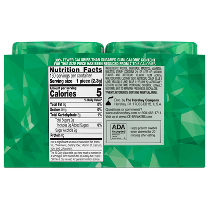 Ice Breakers Ice Cubes Sugar Free Gum, Spearmint, 40 pieces, 4 ct
