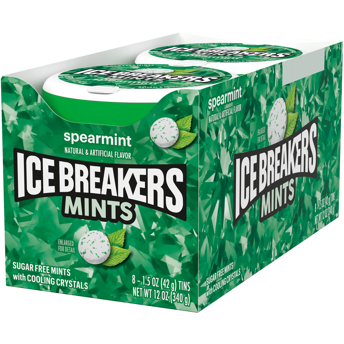 Ice Breakers Sugar Free Mints with Cooling Crystals, Spearmint, 1.5 oz, 8 ct