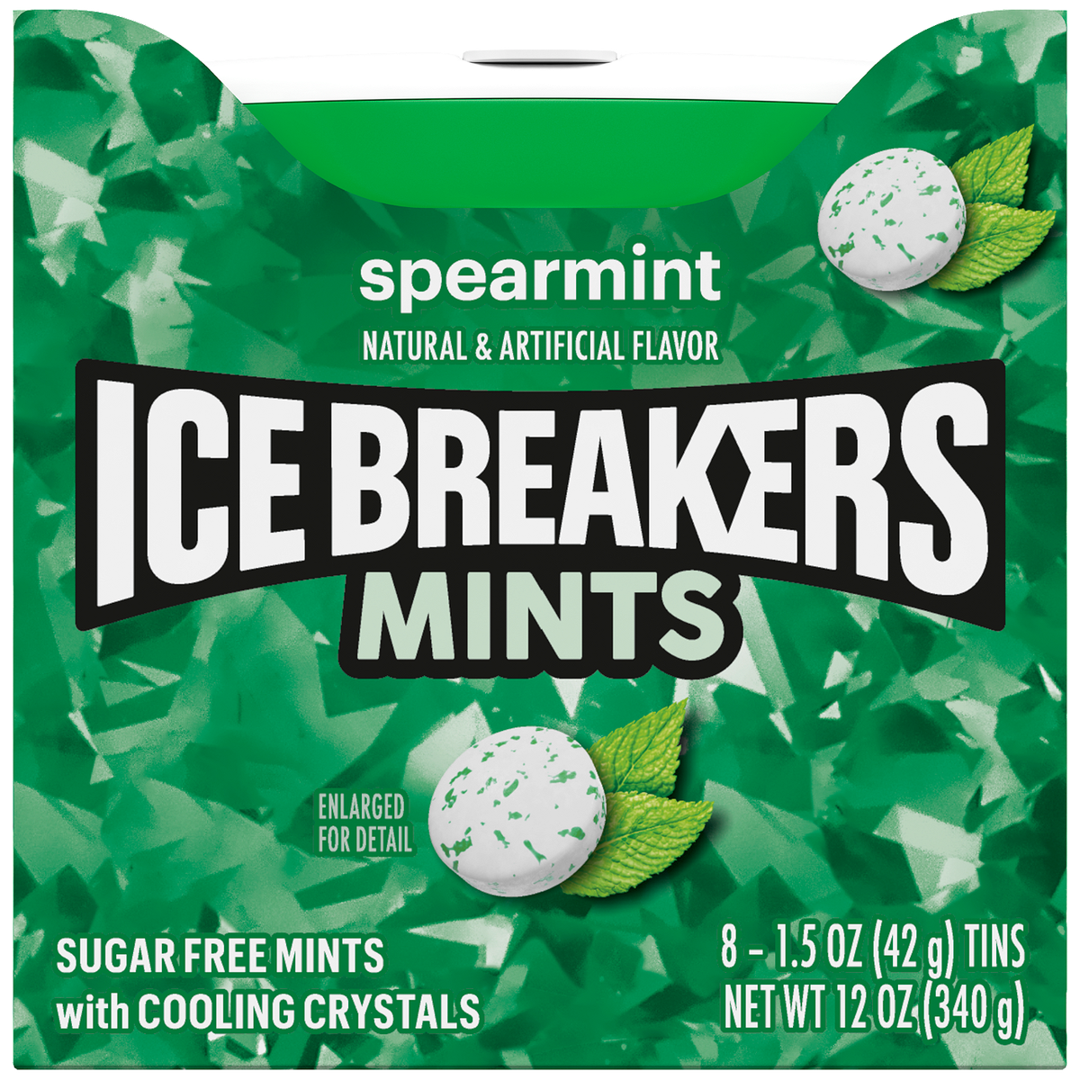 Ice Breakers Sugar Free Mints with Cooling Crystals, Spearmint, 1.5 oz, 8 ct