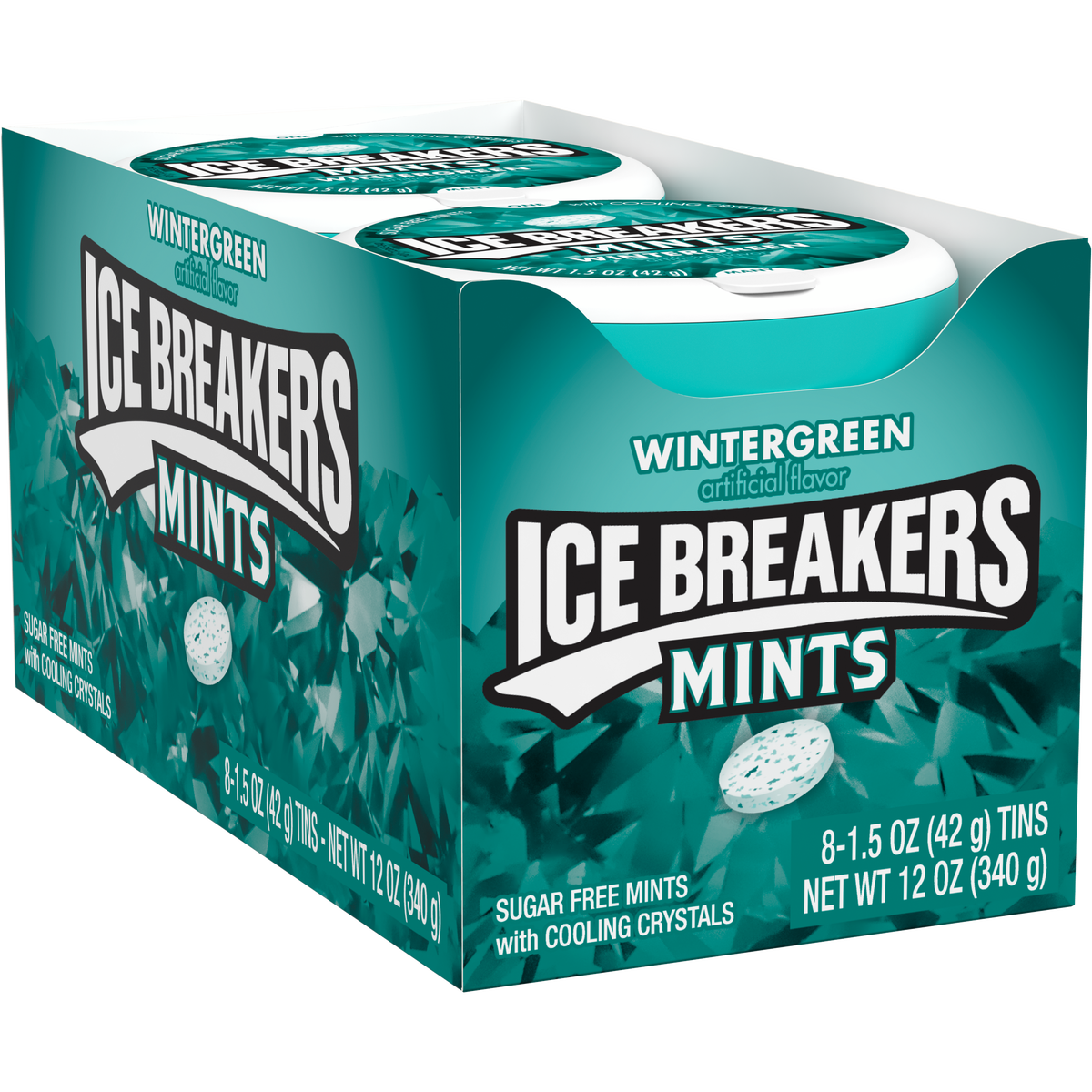 Ice Breakers Sugar Free Mints with Cooling Crystals, Wintergreen, 1.5 oz, 8 ct