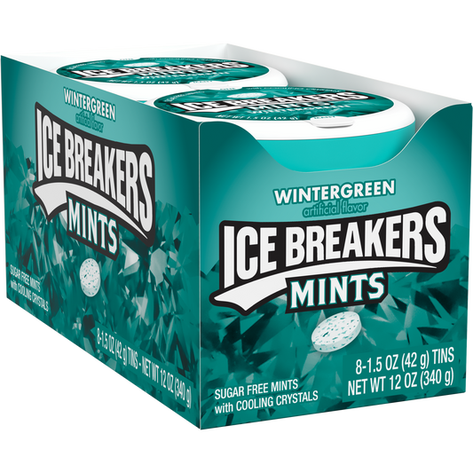 Ice Breakers Sugar Free Mints with Cooling Crystals, Wintergreen, 1.5 oz, 8 ct