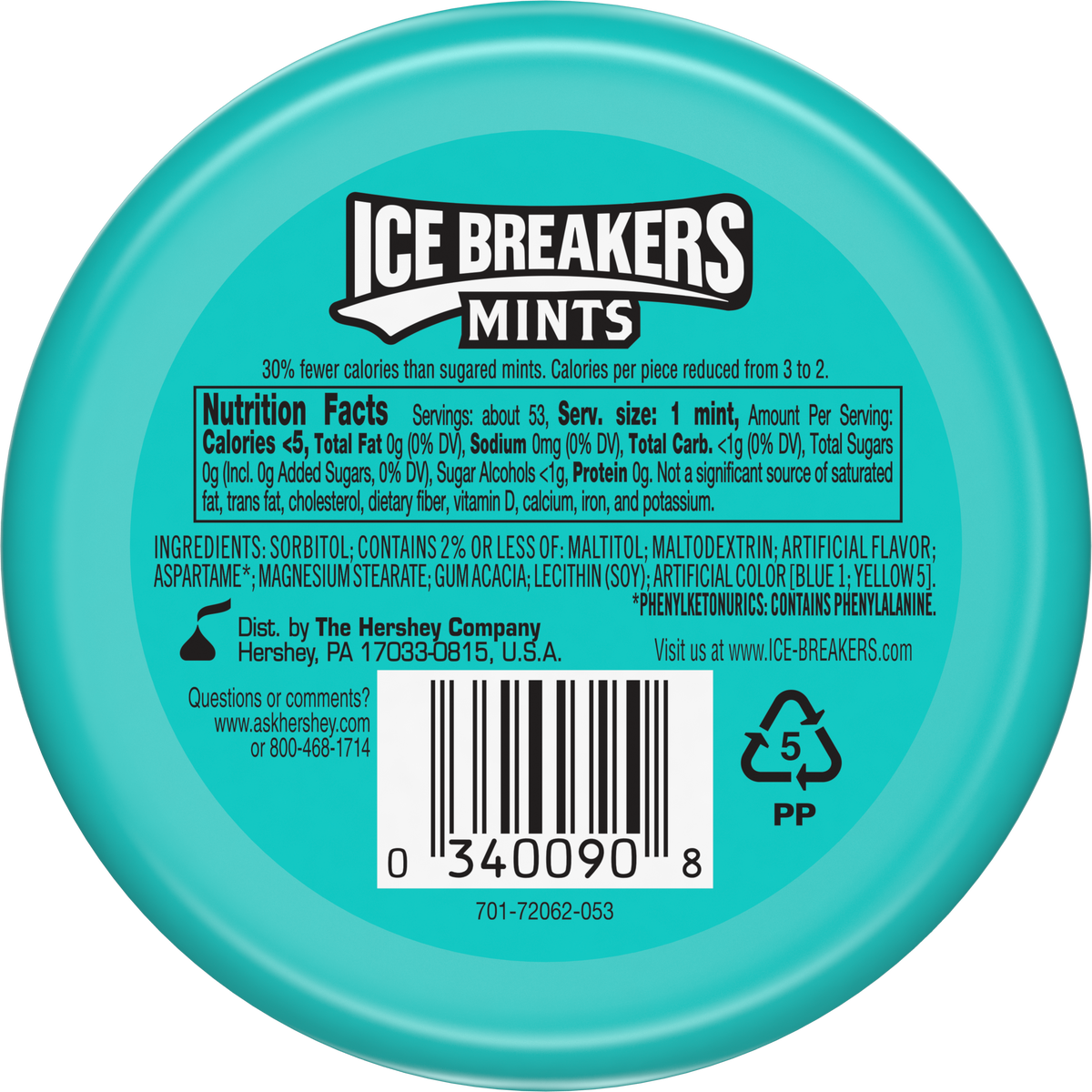 Ice Breakers Sugar Free Mints with Cooling Crystals, Wintergreen, 1.5 oz, 8 ct