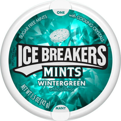 Ice Breakers Sugar Free Mints with Cooling Crystals, Wintergreen, 1.5 oz, 8 ct