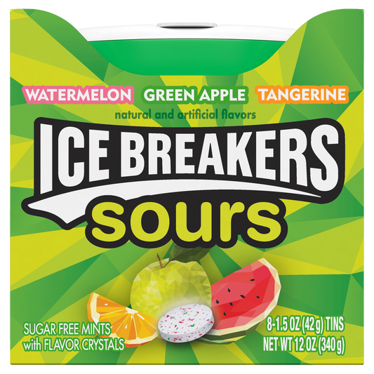 Ice Breakers Sugar Free Sours Mints, Variety Pack, 1.50 oz, 8 ct