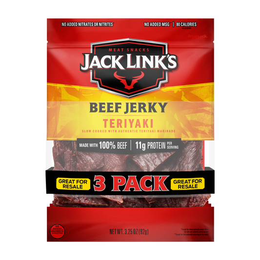 Jack Link's Beef Jerky, Teriyaki, 3.25 oz, 3 ct