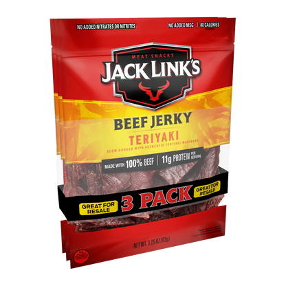 Jack Link's Beef Jerky, Teriyaki, 3.25 oz, 3 ct