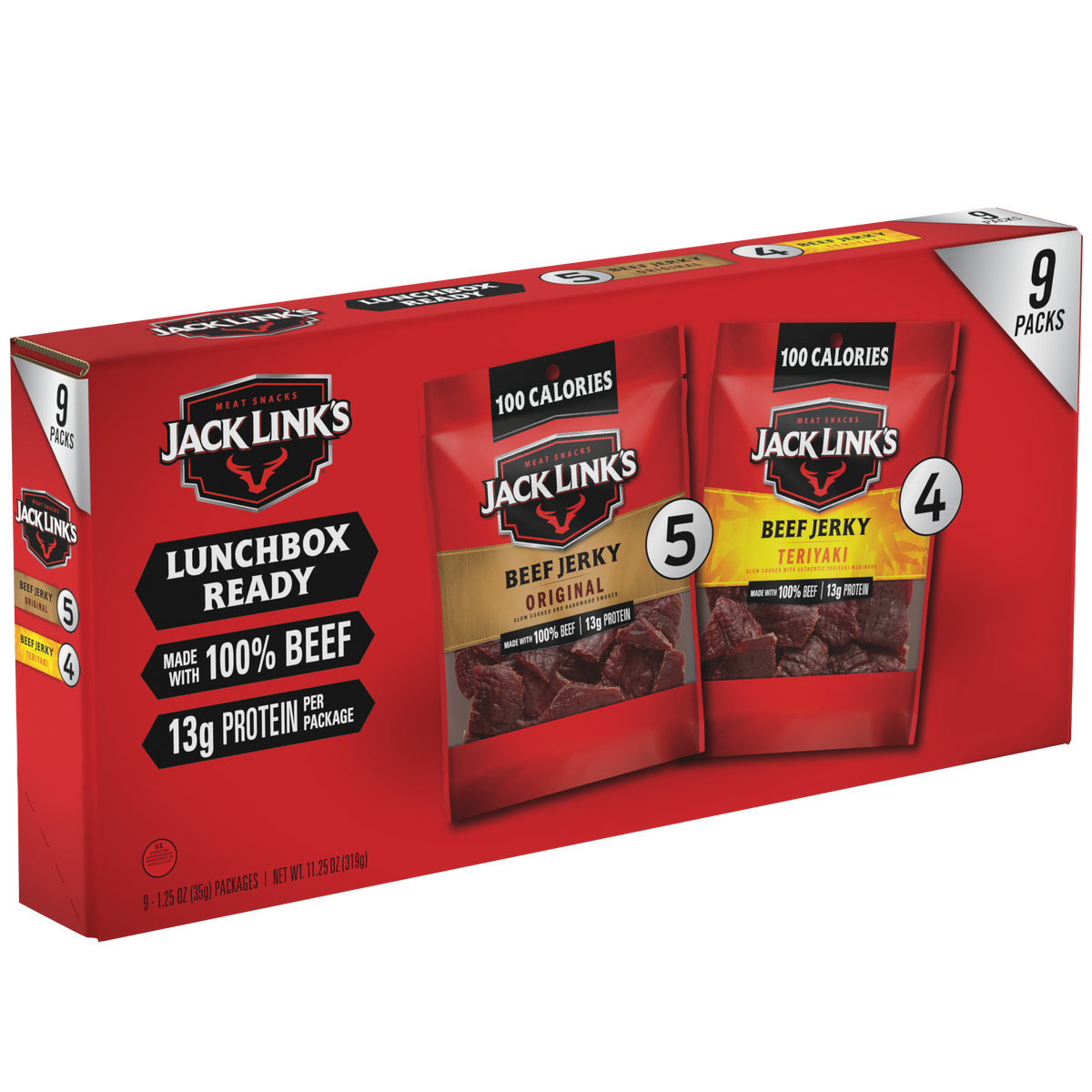Jack Link's Beef Jerky, Variety Pack, 1.25 oz, 9 ct
