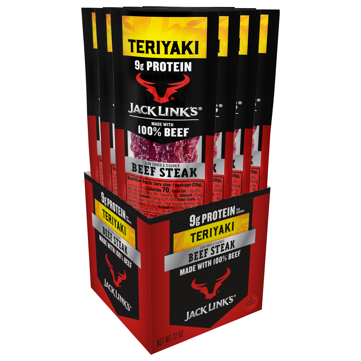 Jack Link's Beef Steaks, Teriyaki, 1 oz, 12 ct