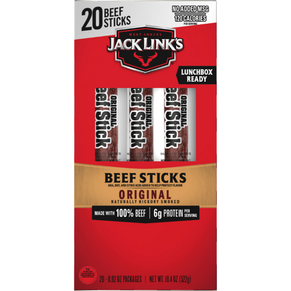 Jack Link's Beef Sticks, Original, 0.92 oz, 20 ct