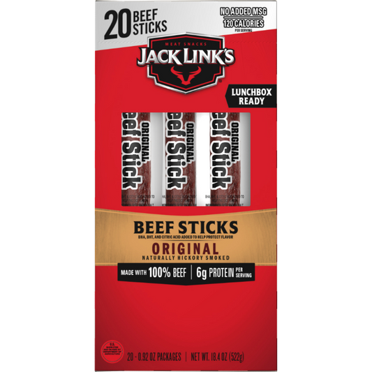 Jack Link's Beef Sticks, Original, 0.92 oz, 20 ct
