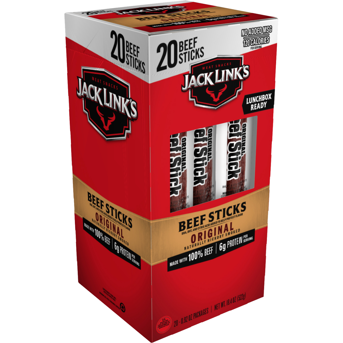 Jack Link's Beef Sticks, Original, 0.92 oz, 20 ct
