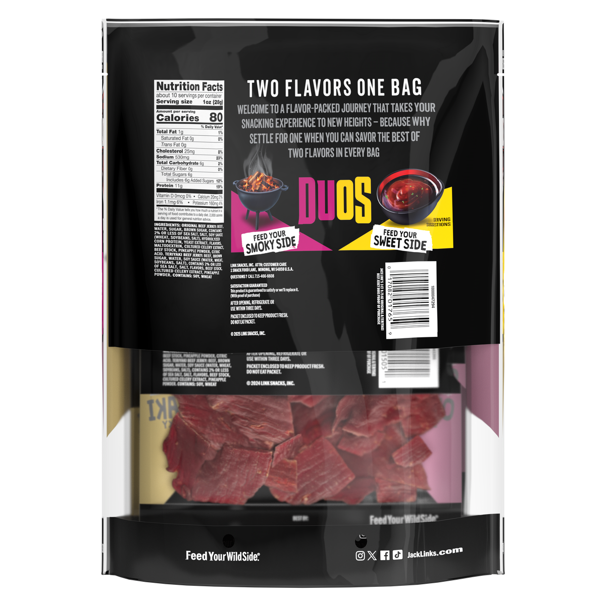 Jack Link's Duos Beef Jerky, Original and Teriyaki, 3.25 oz, 3ct