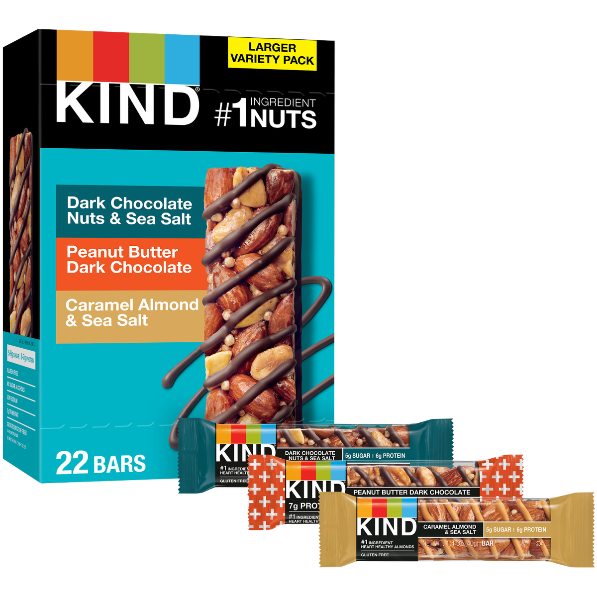 KIND Nut Bar, Variety Pack, 1.4 oz, 22 ct