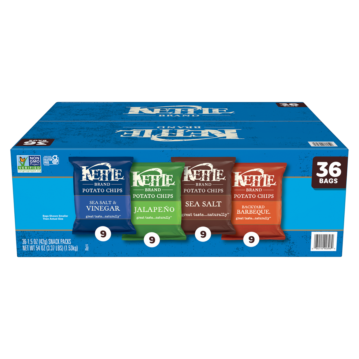 Kettle Chip Brand Potato Chips, Variety Pack, 1.5 oz, 36 ct