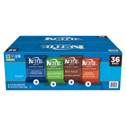 Kettle Chip Brand Potato Chips, Variety Pack, 1.5 oz, 36 ct