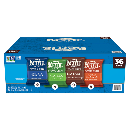 Kettle Chip Brand Potato Chips, Variety Pack, 1.5 oz, 36 ct