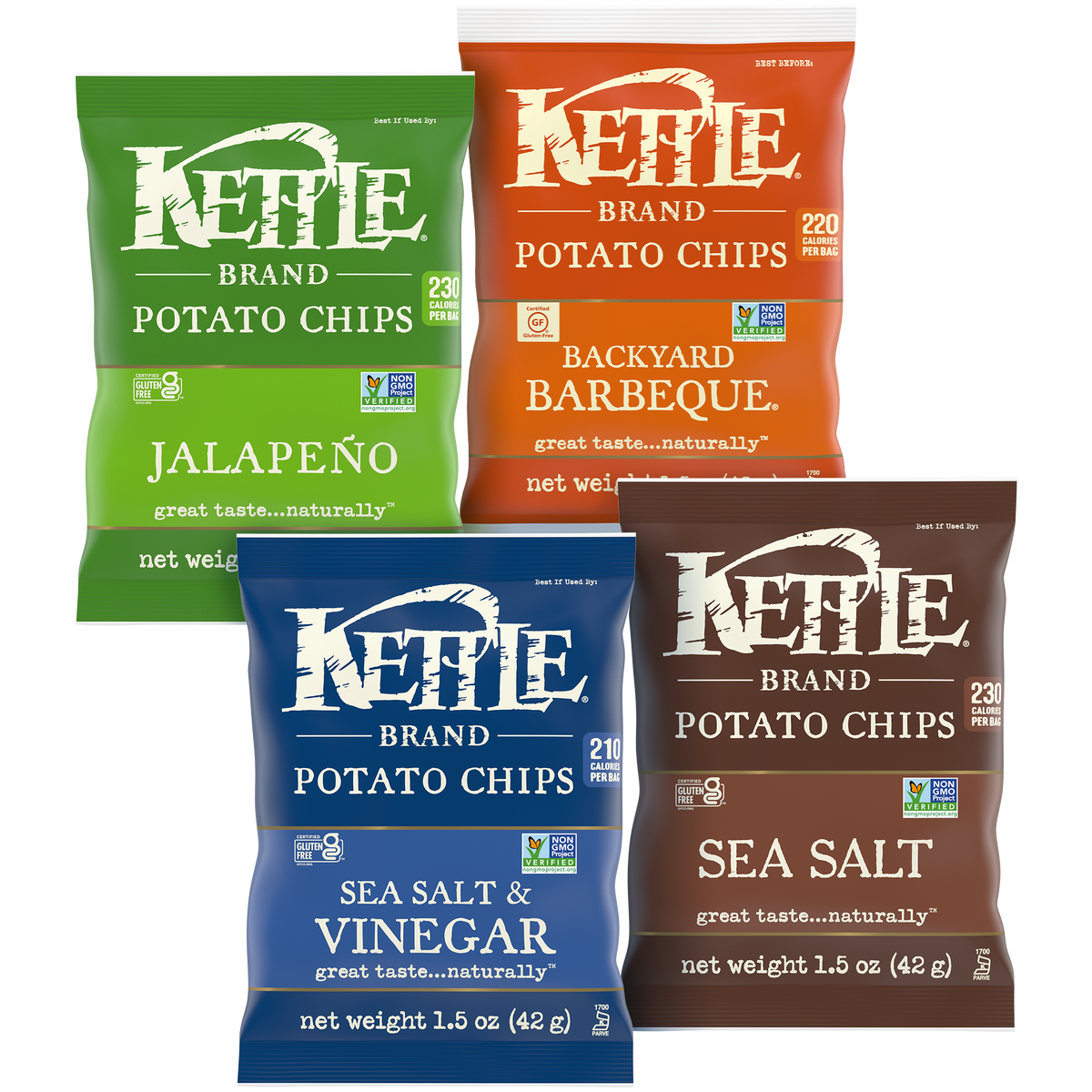 Kettle Chip Brand Potato Chips, Variety Pack, 1.5 oz, 36 ct