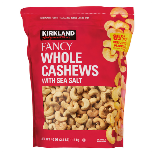 Kirkland Signature Fancy Whole Cashews with Sea Salt, 2.5 lbs