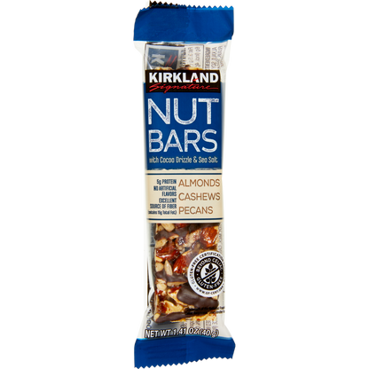 Kirkland Signature Nut Bars with Cocoa Drizzle & Sea Salt, 1.41 oz, 30 ct