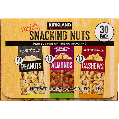 Kirkland Signature Snacking Nuts, Variety Pack, 1.6 oz, 30 ct
