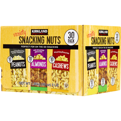 Kirkland Signature Snacking Nuts, Variety Pack, 1.6 oz, 30 ct