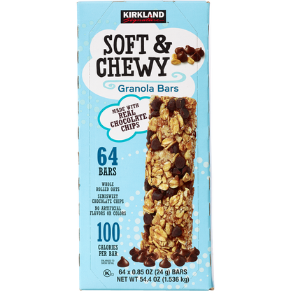 Kirkland Signature Soft & Chewy Chocolate Chip Granola Bars, 0.85 oz, 64 ct