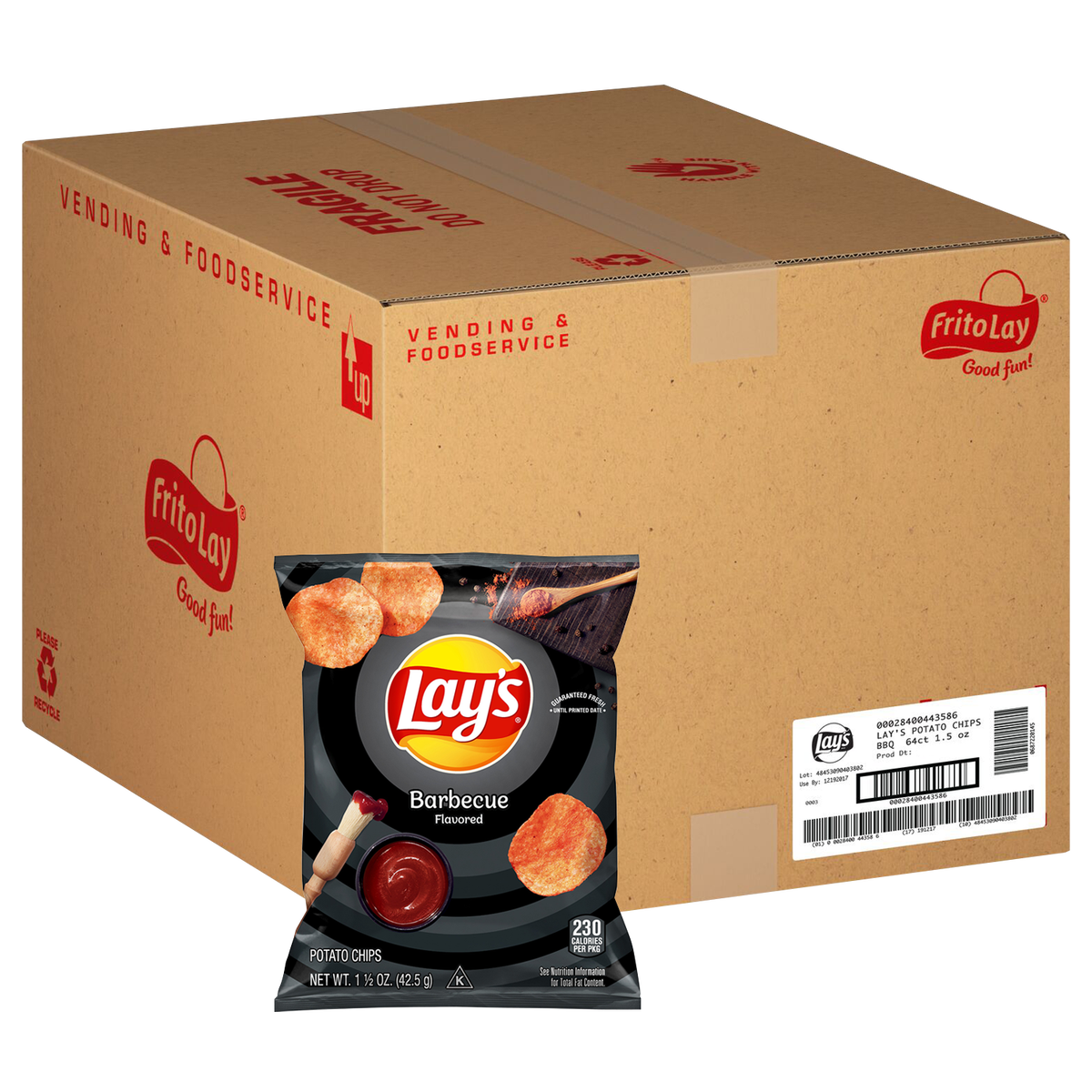 Lay's Potato Chips, Barbecue, 1.5 oz, 64 ct