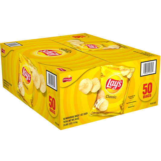 Lay's Potato Chips, Classic, 1 oz, 50 ct