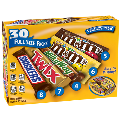Mars Chocolate Candy Bars, Full Size, Variety Pack, 30 ct