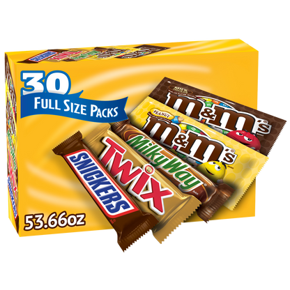 Mars Chocolate Candy Bars, Full Size, Variety Pack, 30 ct