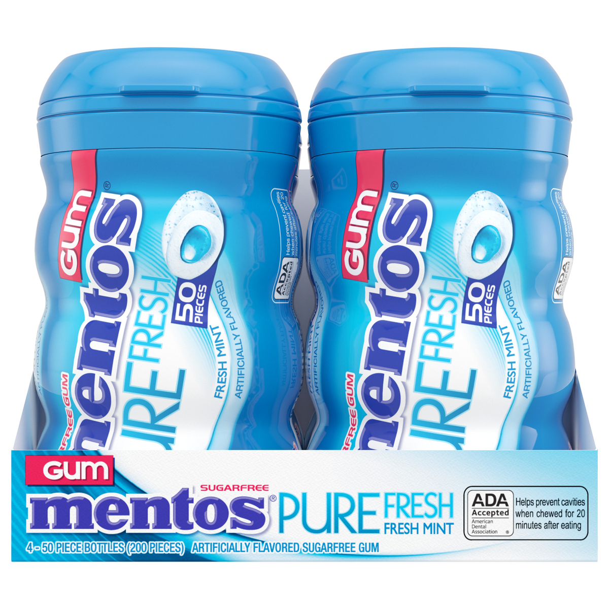 Mentos Pure Fresh Sugar Free Gum, Fresh Mint, 50 Pieces, 4 ct