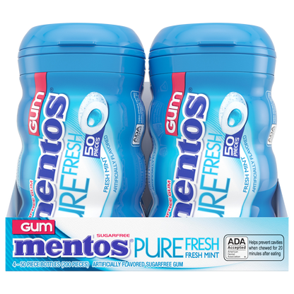 Mentos Pure Fresh Sugar Free Gum, Fresh Mint, 50 Pieces, 4 ct