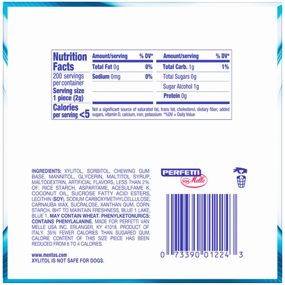 Mentos Pure Fresh Sugar Free Gum, Fresh Mint, 50 Pieces, 4 ct