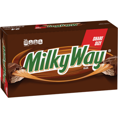 Milky Way Caramel Chocolate Candy Bar, Share Size, 3.63 oz, 24 ct