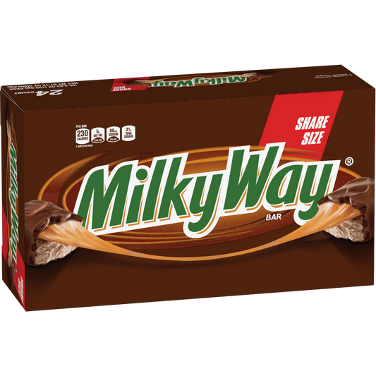 Milky Way Caramel Chocolate Candy Bar, Share Size, 3.63 oz, 24 ct