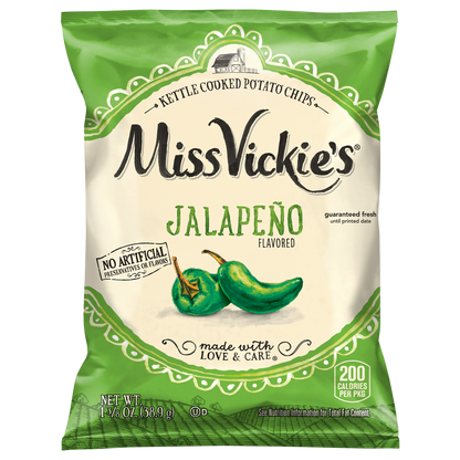 Miss Vickie’s Kettle Cooked Potato Chips, Jalapeno, 1.38 oz, 64 ct