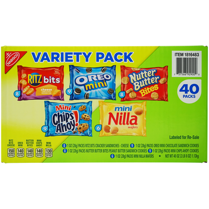 Nabisco Cookies & Crackers, Variety Pack, 1 oz, 40 ct